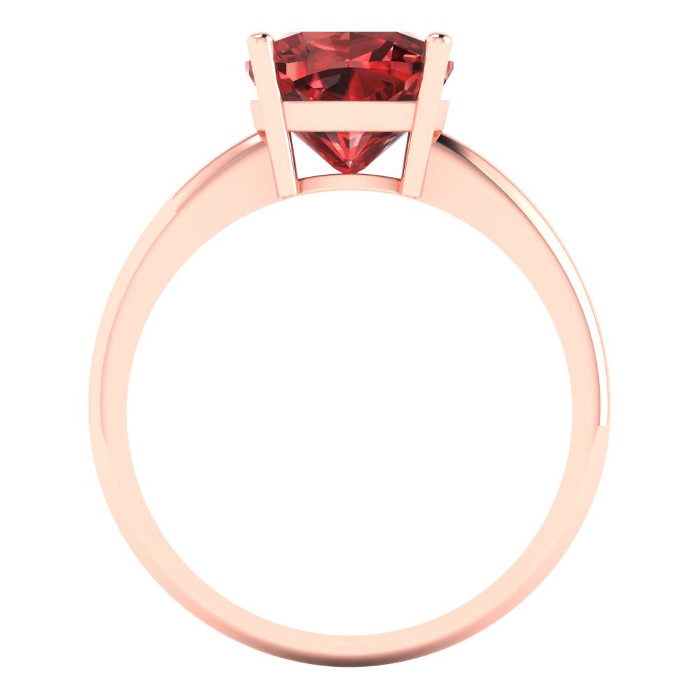 2.5 cttw Natural Garnet Solitaire  Engagement Ring - Solid Gold (Cushion Cut,8mm)