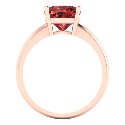 2.5 cttw Natural Garnet Solitaire  Engagement Ring - Solid Gold (Cushion Cut,8mm)