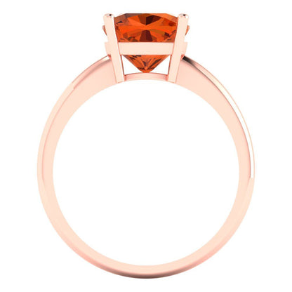 2.5 cttw Simulated Ruby Solitaire  Engagement Ring - Solid Rose Gold (VVS1, Cushion Cut,8mm)