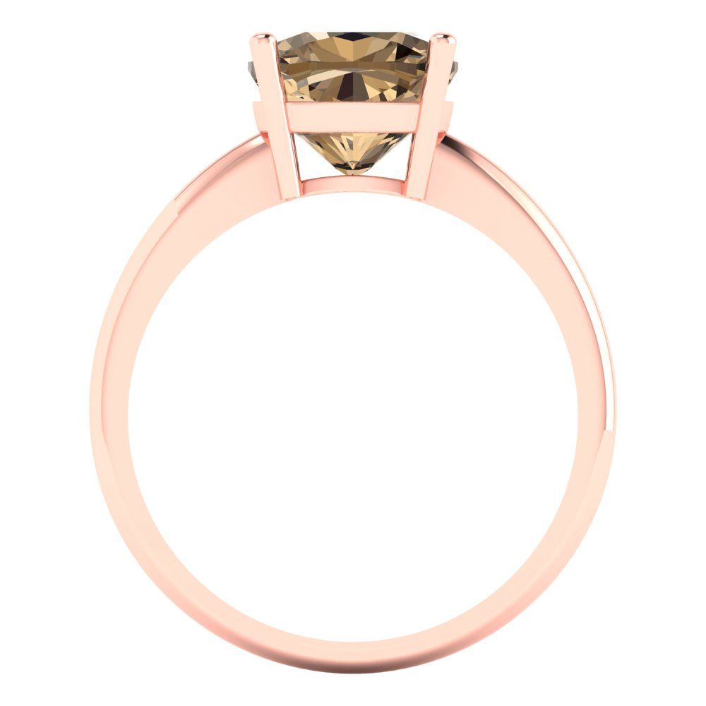 2.5 cttw Zirconia Simulated Champagne Diamond Solitaire  Engagement Ring - Solid Gold (VVS1, Cushion Cut,8mm)