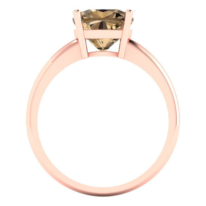 2.5 cttw Zirconia Simulated Champagne Diamond Solitaire  Engagement Ring - Solid Gold (VVS1, Cushion Cut,8mm)