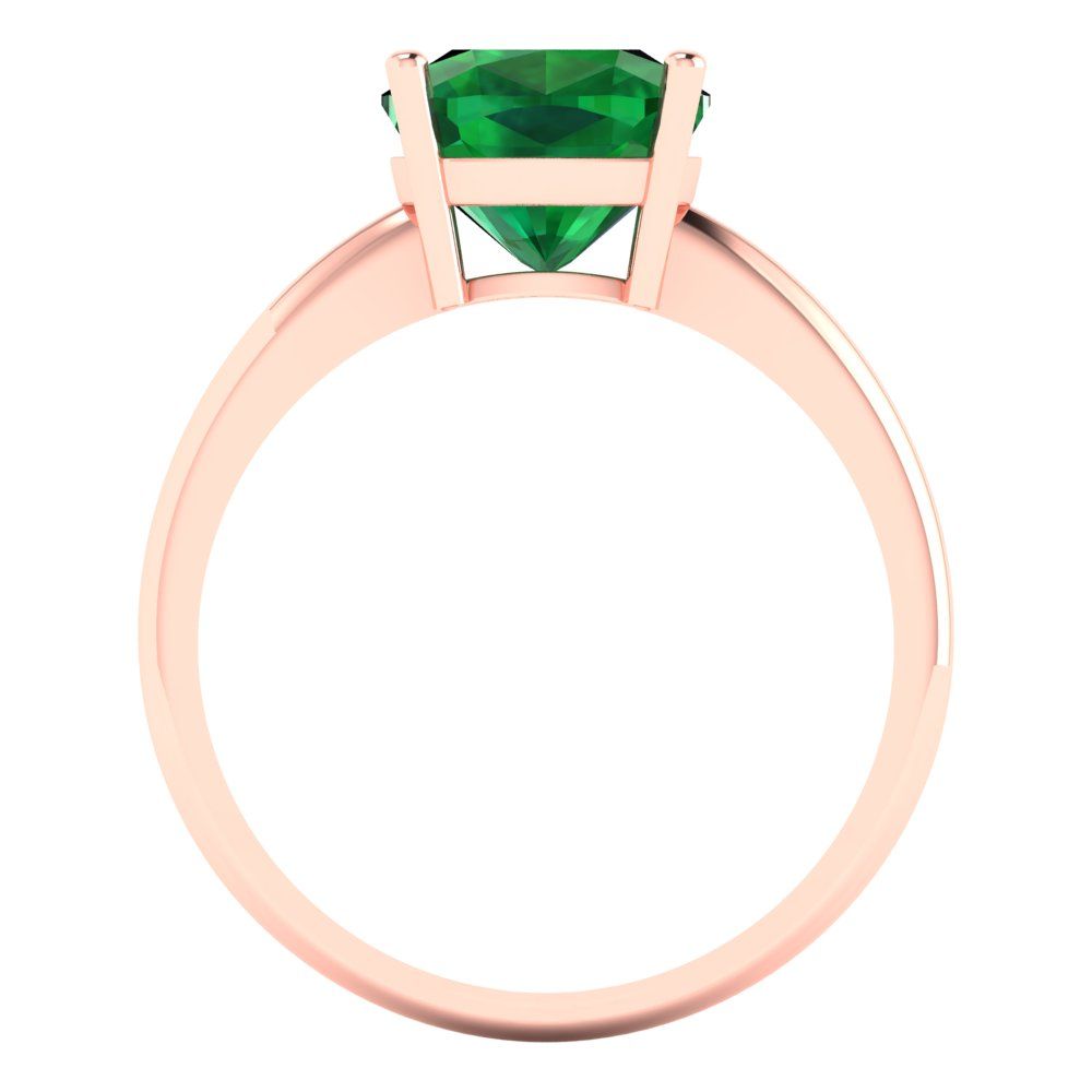 2.5 cttw Simulated Emerald Solitaire  Engagement Ring - Solid Gold (Cushion Cut,8mm)