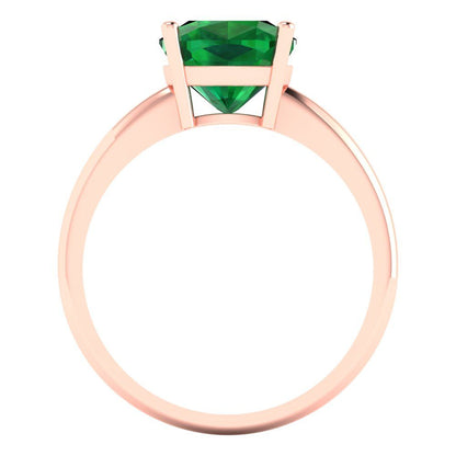 2.5 cttw Simulated Emerald Solitaire  Engagement Ring - Solid Gold (Cushion Cut,8mm)