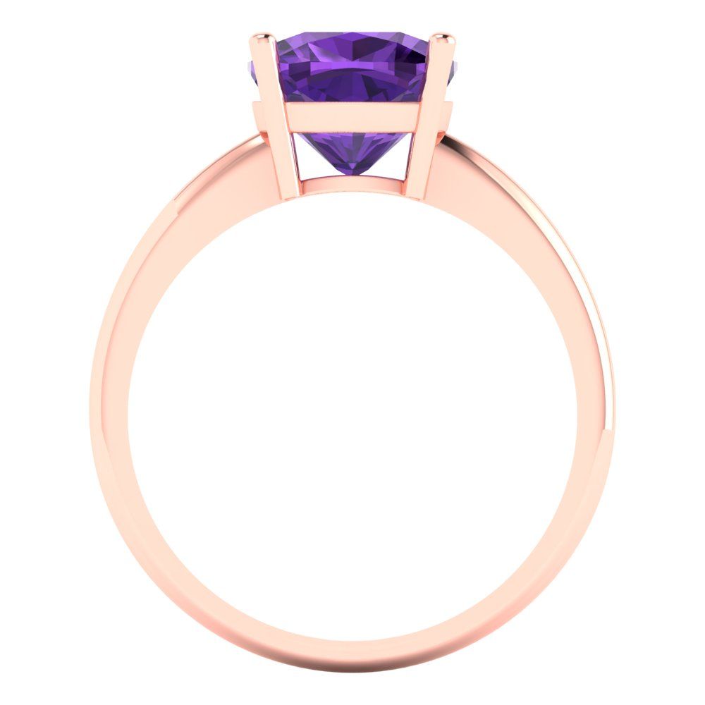 2.5 cttw Natural Amethyst Solitaire  Engagement Ring - Solid Gold (Cushion Cut,8mm)