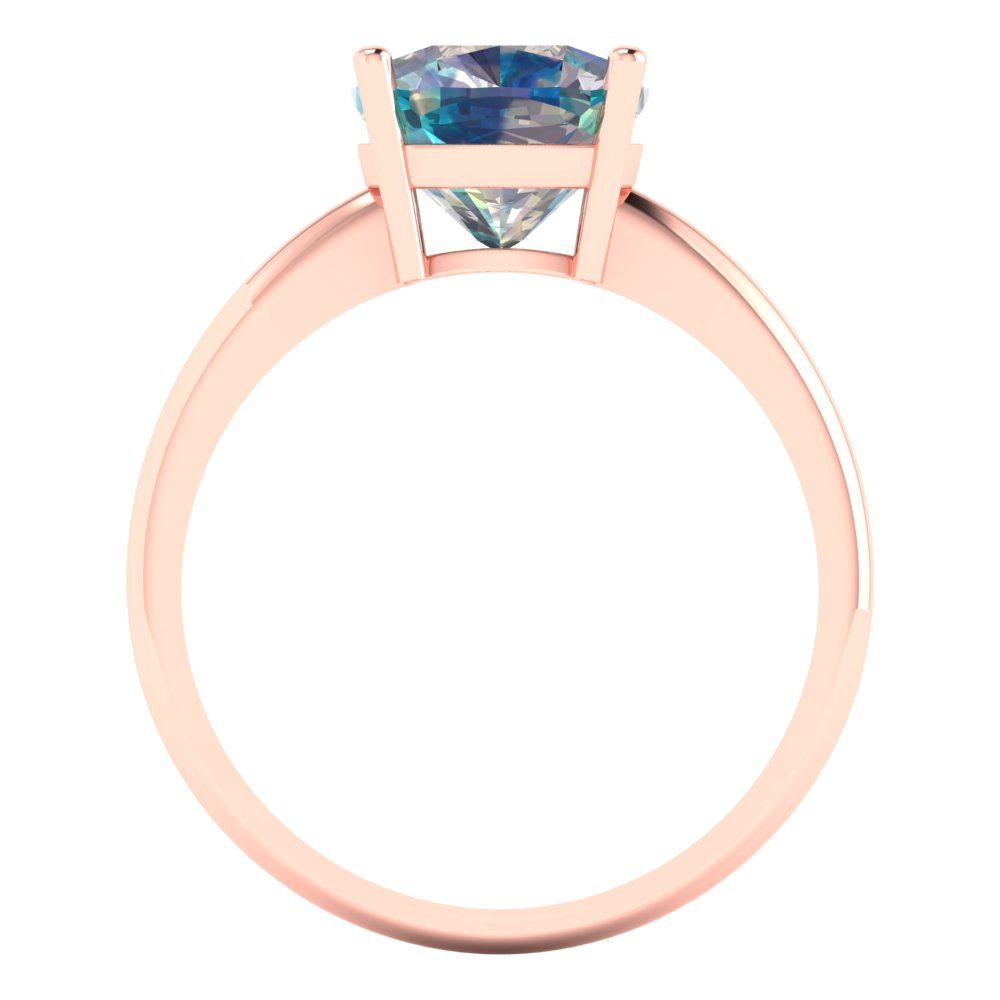 2.5 cttw Blue Moissanite Solitaire  Engagement Ring - Solid Gold (Cushion Cut,8mm)