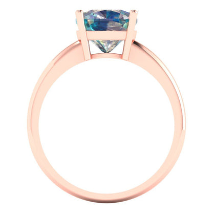 2.5 cttw Blue Moissanite Solitaire  Engagement Ring - Solid Gold (Cushion Cut,8mm)