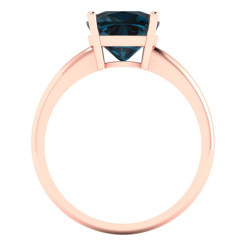 2.5 cttw Natural London Blue Topaz Solitaire  Engagement Ring - Solid Gold (Cushion Cut,8mm)