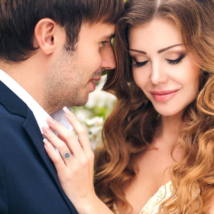 2.5 cttw Blue Moissanite Solitaire  Engagement Ring - Solid Gold (Cushion Cut,8mm)