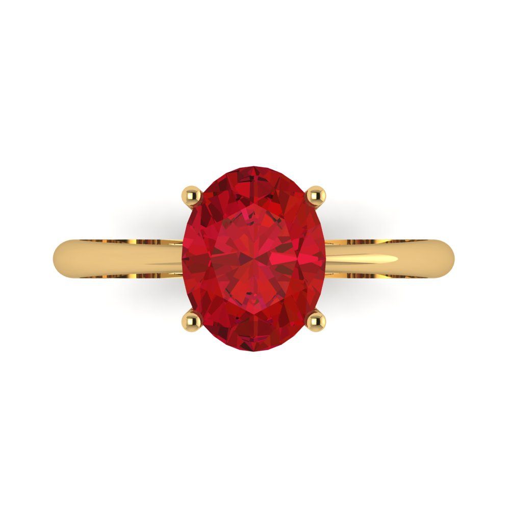 2 cttw Simulated Pink Tourmaline Solitaire  Engagement Ring - Solid Yellow Gold (VVS1, Oval Cut,9x7mm)