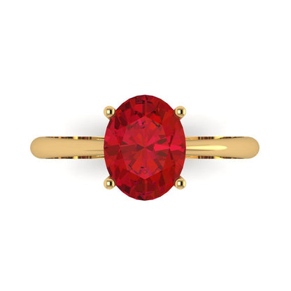 2 cttw Simulated Pink Tourmaline Solitaire  Engagement Ring - Solid Yellow Gold (VVS1, Oval Cut,9x7mm)