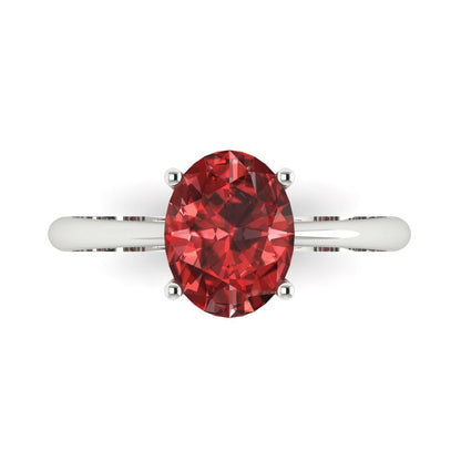 2 cttw Natural Garnet Solitaire  Engagement Ring - Solid Yellow Gold (VVS1, Oval Cut,9x7mm)