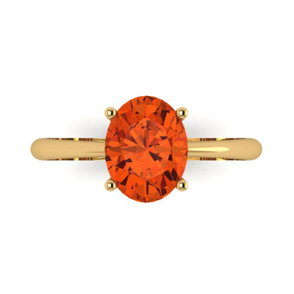 2 cttw Zirconia Simulated Red Diamond Solitaire  Engagement Ring - Solid Yellow Gold (VVS1, Oval Cut,9x7mm)