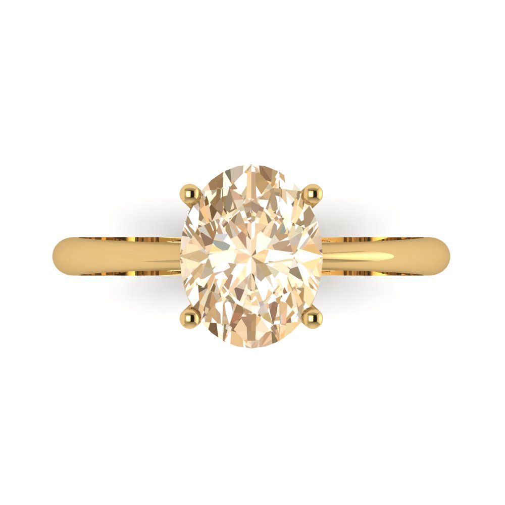 2 cttw Natural Morganite Solitaire  Engagement Ring - Solid Yellow Gold (VVS1, Oval Cut,9x7mm)