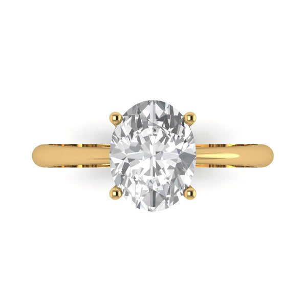 2.0 ct Brilliant Oval Cut Clear Simulated Diamond Stone Yellow Gold Solitaire Ring