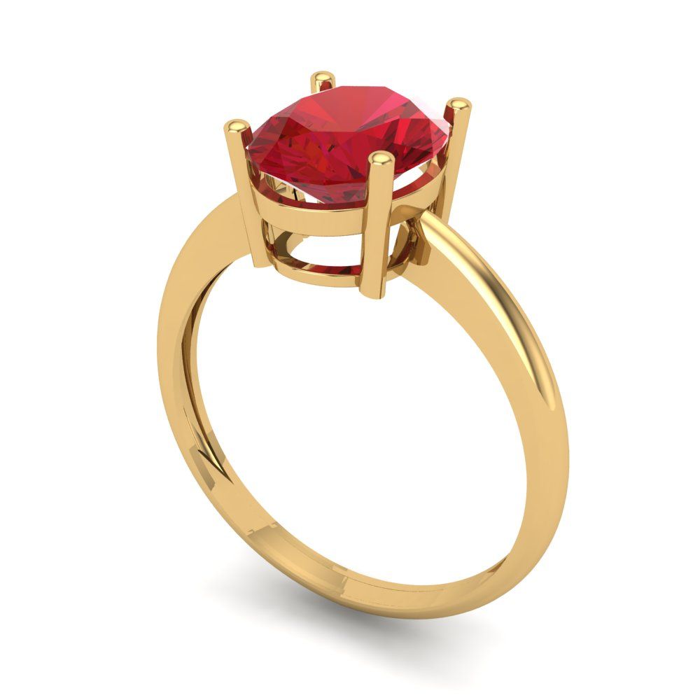2 cttw Simulated Pink Tourmaline Solitaire  Engagement Ring - Solid Yellow Gold (VVS1, Oval Cut,9x7mm)