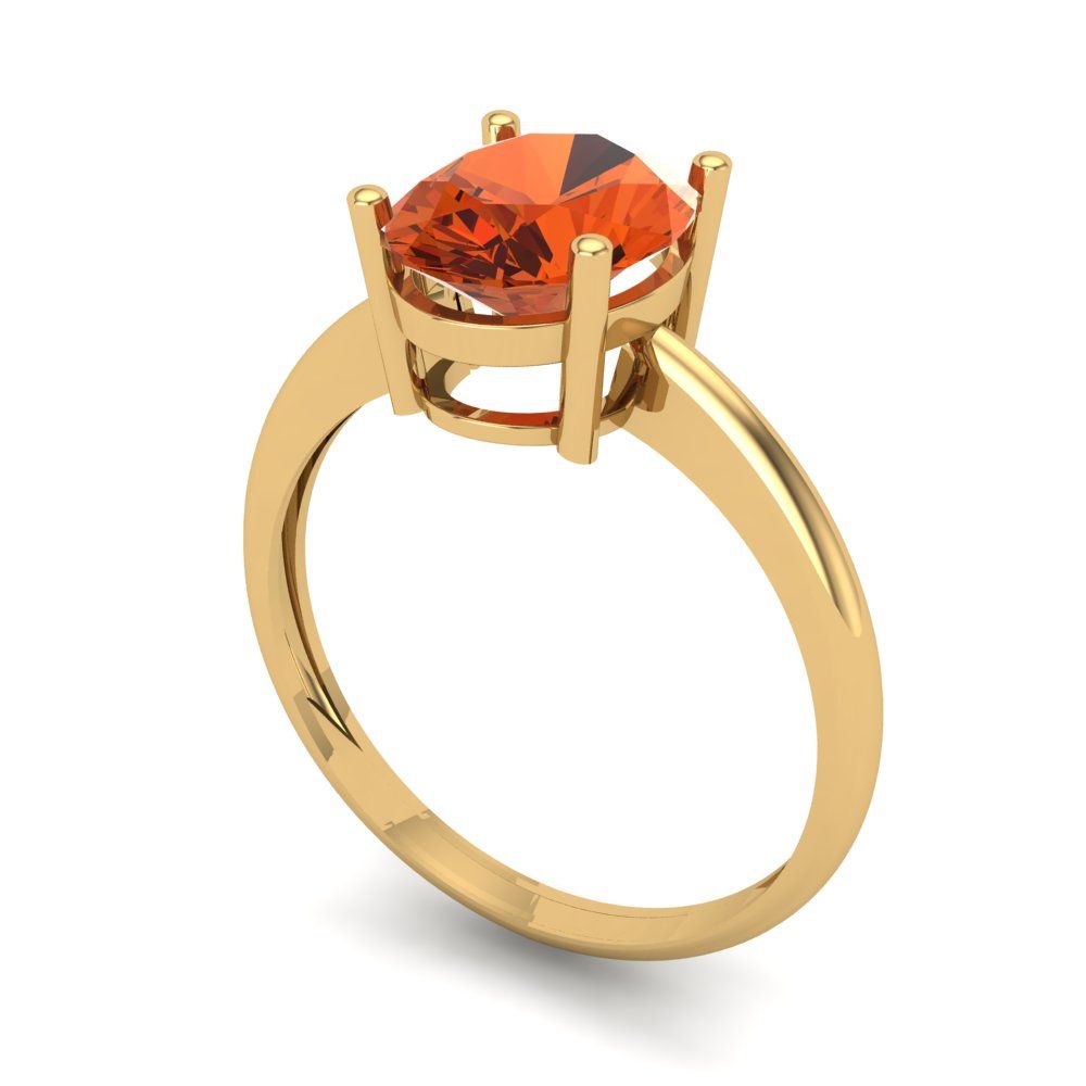 2 cttw Zirconia Simulated Red Diamond Solitaire  Engagement Ring - Solid Yellow Gold (VVS1, Oval Cut,9x7mm)
