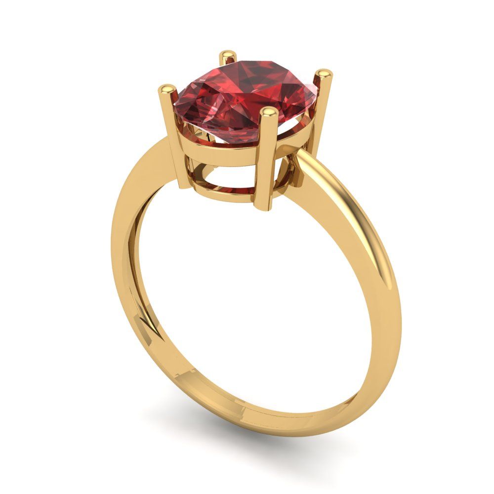 2 cttw Natural Garnet Solitaire  Engagement Ring - Solid Yellow Gold (VVS1, Oval Cut,9x7mm)