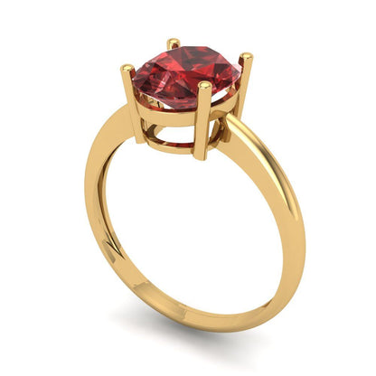 2 cttw Natural Garnet Solitaire  Engagement Ring - Solid Yellow Gold (VVS1, Oval Cut,9x7mm)