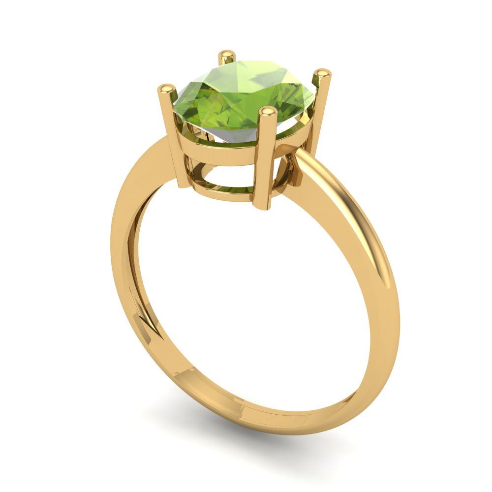 2 cttw Natural Peridot Solitaire  Engagement Ring - Solid Yellow Gold (VVS1, Oval Cut,9x7mm)