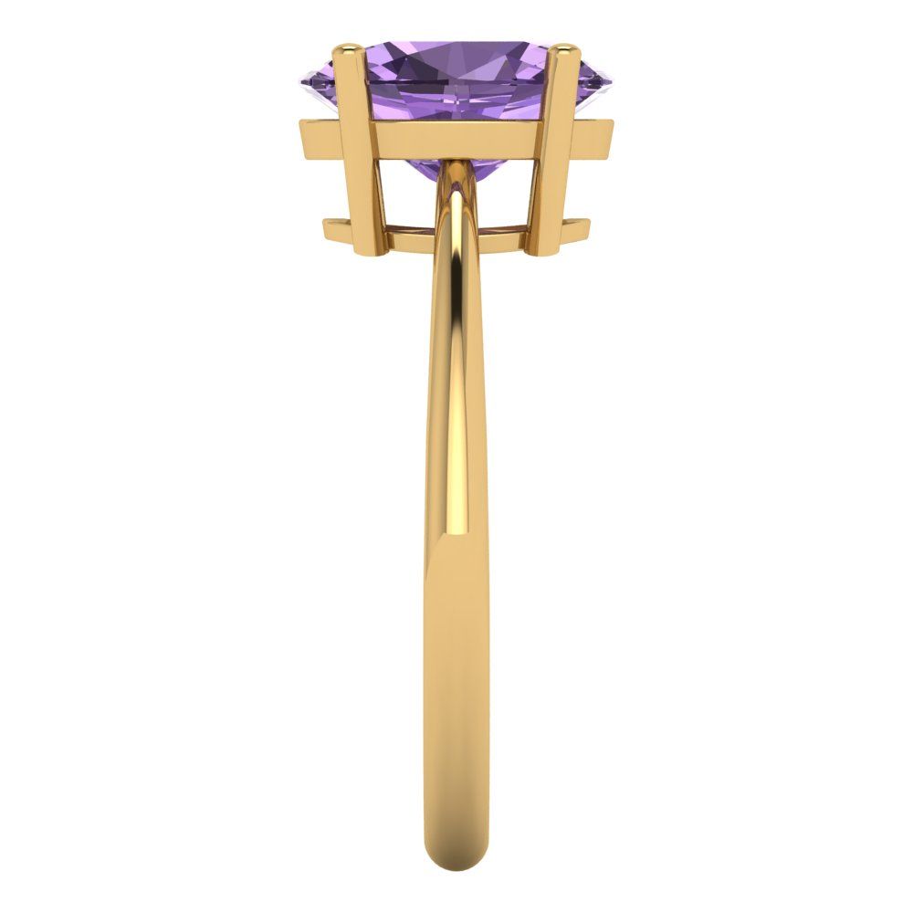 2 cttw Simulated Alexandrite Solitaire  Engagement Ring - Solid Yellow Gold (VVS1, Oval Cut,9x7mm)