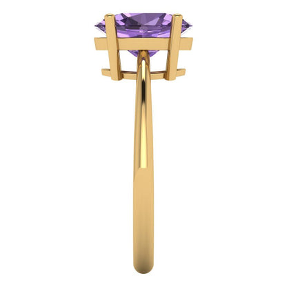2 cttw Simulated Alexandrite Solitaire  Engagement Ring - Solid Yellow Gold (VVS1, Oval Cut,9x7mm)