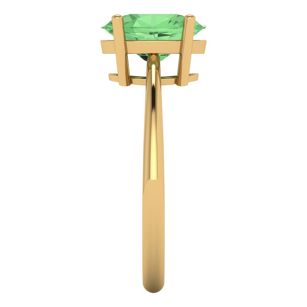 2 cttw Zirconia Simulated Green Diamond Solitaire  Engagement Ring - Solid Yellow Gold (VVS1, Oval Cut,9x7mm)