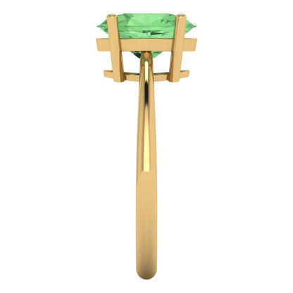 2 cttw Zirconia Simulated Green Diamond Solitaire  Engagement Ring - Solid Yellow Gold (VVS1, Oval Cut,9x7mm)