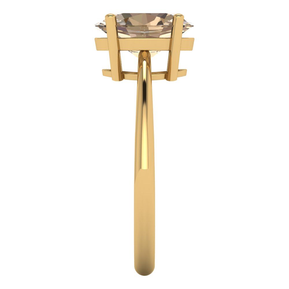 2 cttw Yellow Moissanite Solitaire  Engagement Ring - Solid Yellow Gold (VVS1, Oval Cut,9x7mm)
