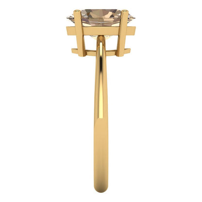 2 cttw Yellow Moissanite Solitaire  Engagement Ring - Solid Yellow Gold (VVS1, Oval Cut,9x7mm)