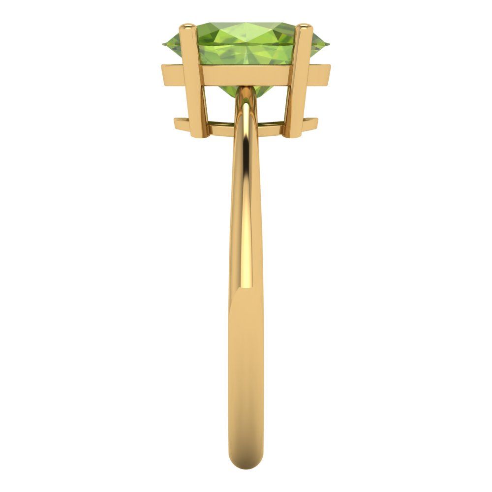 2 cttw Natural Peridot Solitaire  Engagement Ring - Solid Yellow Gold (VVS1, Oval Cut,9x7mm)
