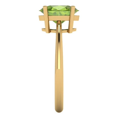 2 cttw Natural Peridot Solitaire  Engagement Ring - Solid Yellow Gold (VVS1, Oval Cut,9x7mm)
