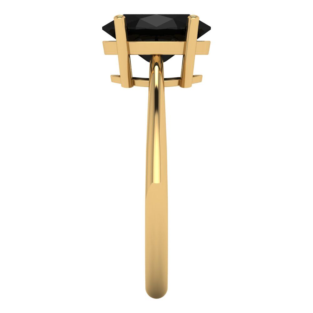 2 cttw Natural Onyx Solitaire  Engagement Ring - Solid Yellow Gold (VVS1, Oval Cut,9x7mm)