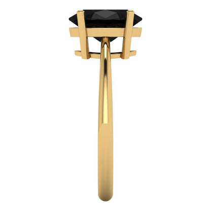 2 cttw Natural Onyx Solitaire  Engagement Ring - Solid Yellow Gold (VVS1, Oval Cut,9x7mm)