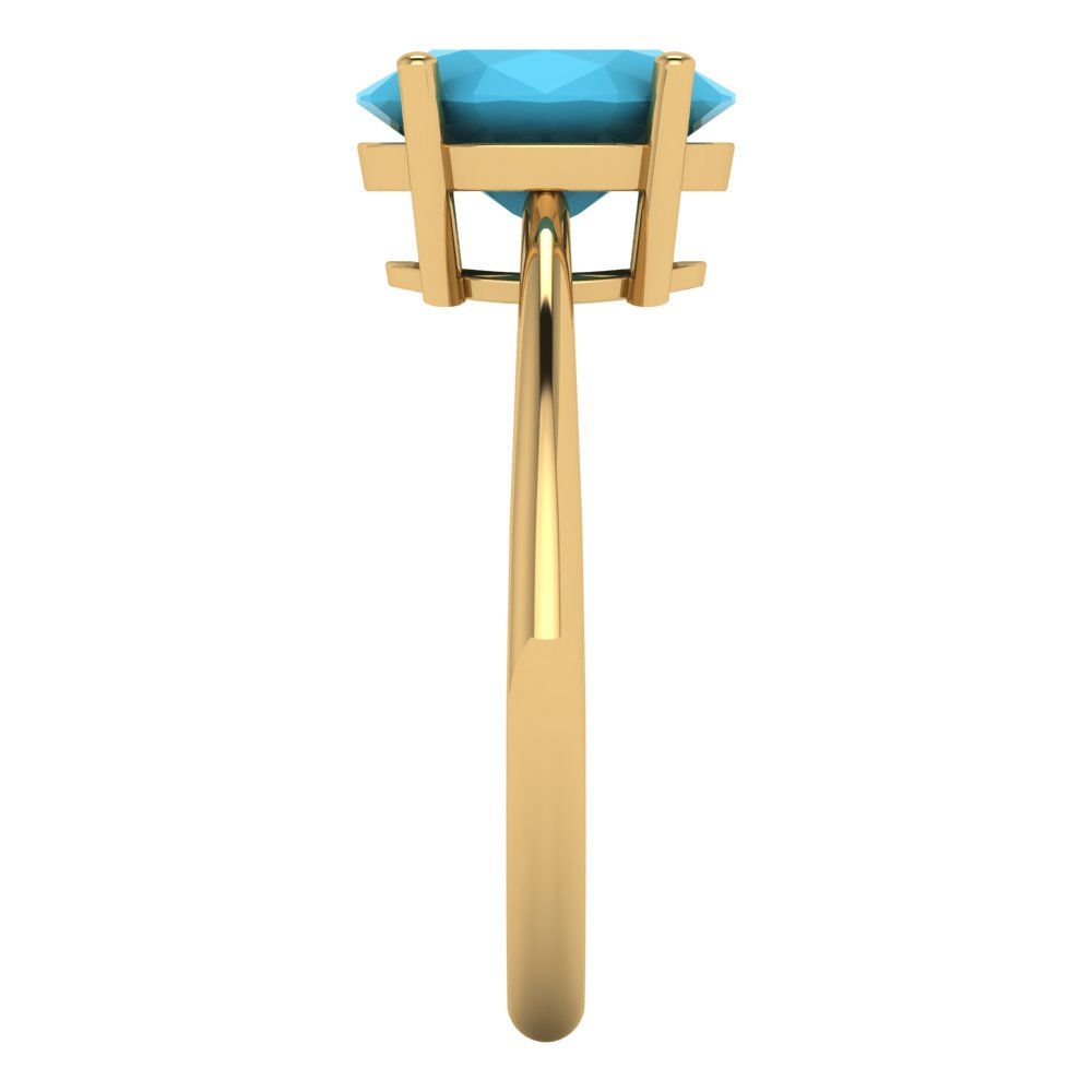 2 cttw Simulated Turquoise Solitaire  Engagement Ring - Solid Yellow Gold (VVS1, Oval Cut,9x7mm)