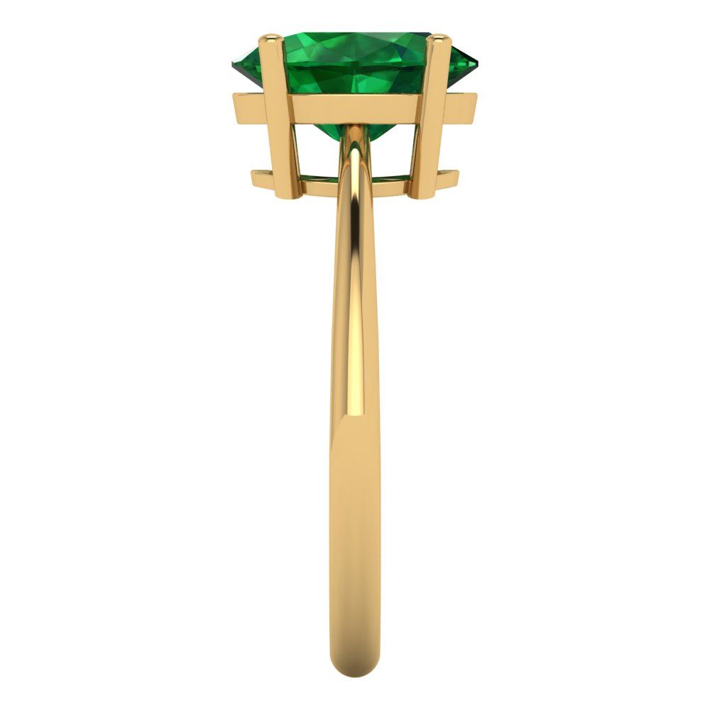 2 cttw Simulated Emerald Solitaire  Engagement Ring - Solid Gold (Oval Cut,9x7mm)
