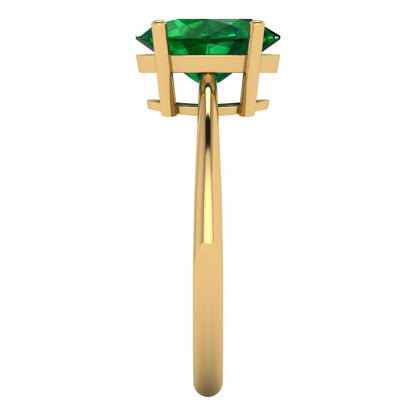 2 cttw Simulated Emerald Solitaire  Engagement Ring - Solid Gold (Oval Cut,9x7mm)