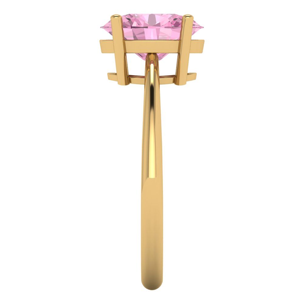 2 cttw Zirconia Simulated Pink Diamond Solitaire  Engagement Ring - Solid Yellow Gold (VVS1, Oval Cut,9x7mm)