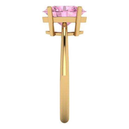 2 cttw Zirconia Simulated Pink Diamond Solitaire  Engagement Ring - Solid Yellow Gold (VVS1, Oval Cut,9x7mm)