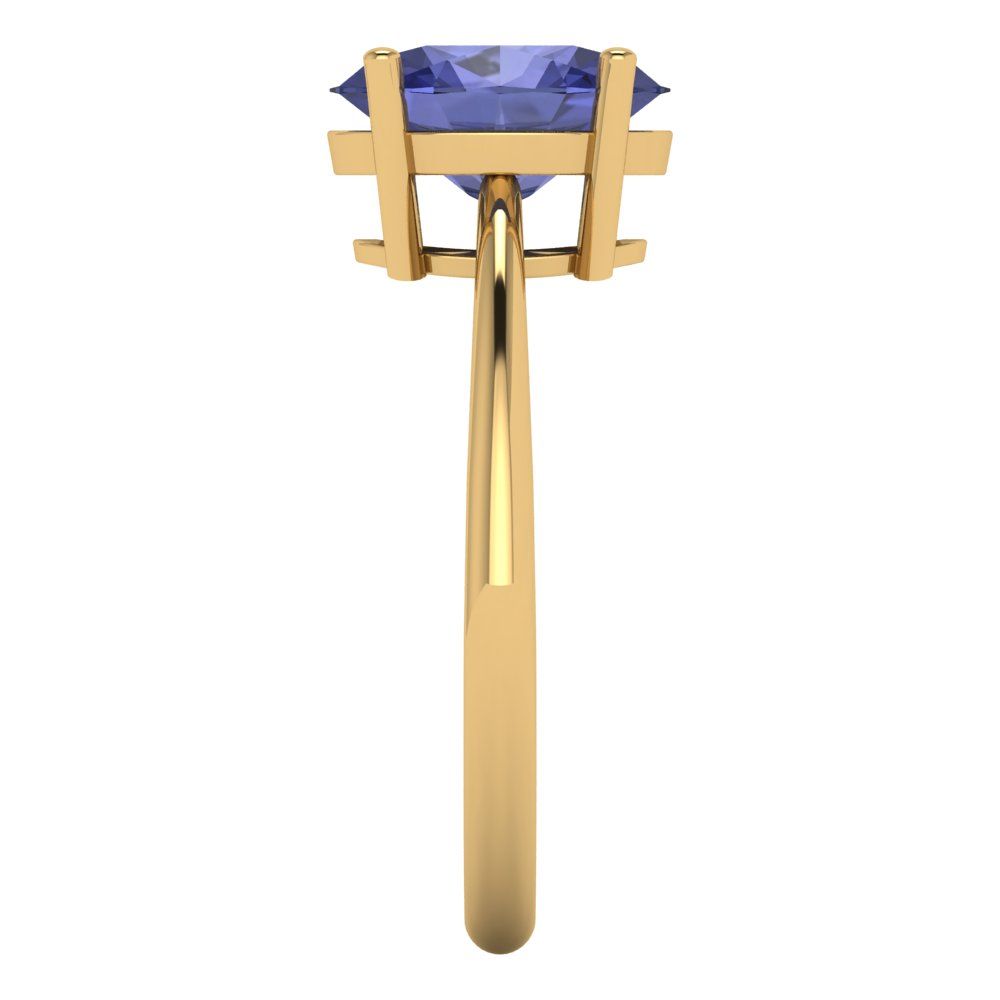 2 cttw Simulated Tanzanite Solitaire  Engagement Ring - Solid Yellow Gold (VVS1, Oval Cut,9x7mm)