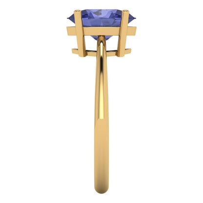 2 cttw Simulated Tanzanite Solitaire  Engagement Ring - Solid Yellow Gold (VVS1, Oval Cut,9x7mm)