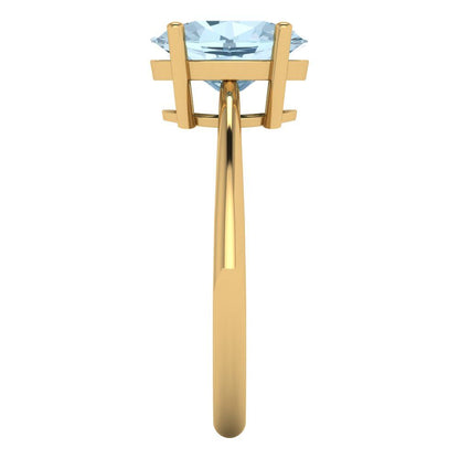 2 cttw Zirconia Simulated Blue Diamond Solitaire  Engagement Ring - Solid Yellow Gold (VVS1, Oval Cut,9x7mm)