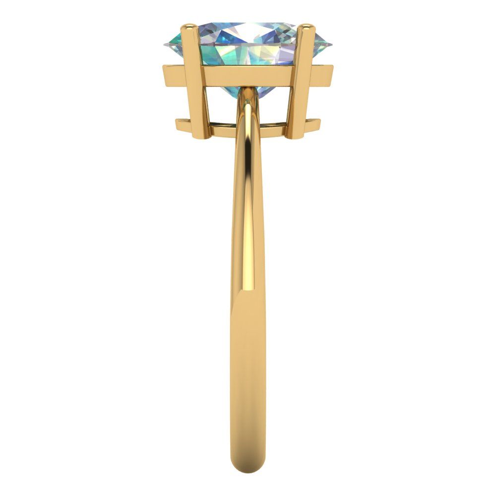 2 cttw Blue Moissanite Solitaire  Engagement Ring - Solid Yellow Gold (VVS1, Oval Cut,9x7mm)