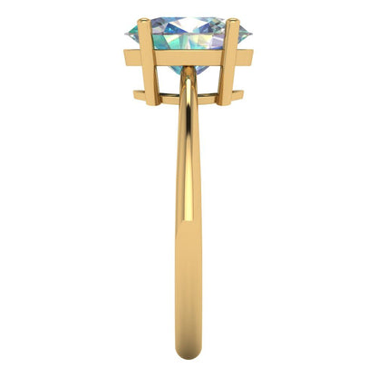 2 cttw Blue Moissanite Solitaire  Engagement Ring - Solid Yellow Gold (VVS1, Oval Cut,9x7mm)