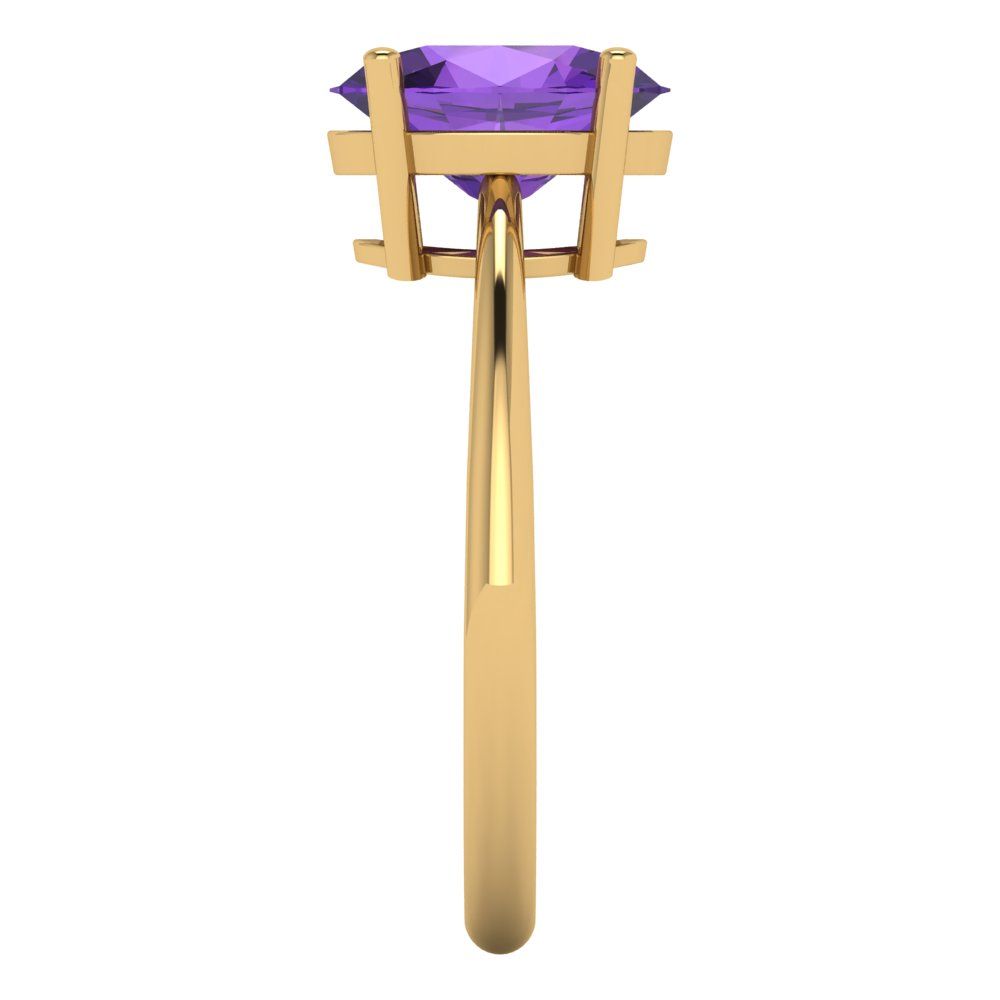 2 cttw Natural Amethyst Solitaire  Engagement Ring - Solid Gold (Oval Cut,9x7mm)