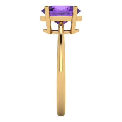 2 cttw Natural Amethyst Solitaire  Engagement Ring - Solid Gold (Oval Cut,9x7mm)