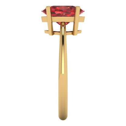 2 cttw Natural Garnet Solitaire  Engagement Ring - Solid Yellow Gold (VVS1, Oval Cut,9x7mm)