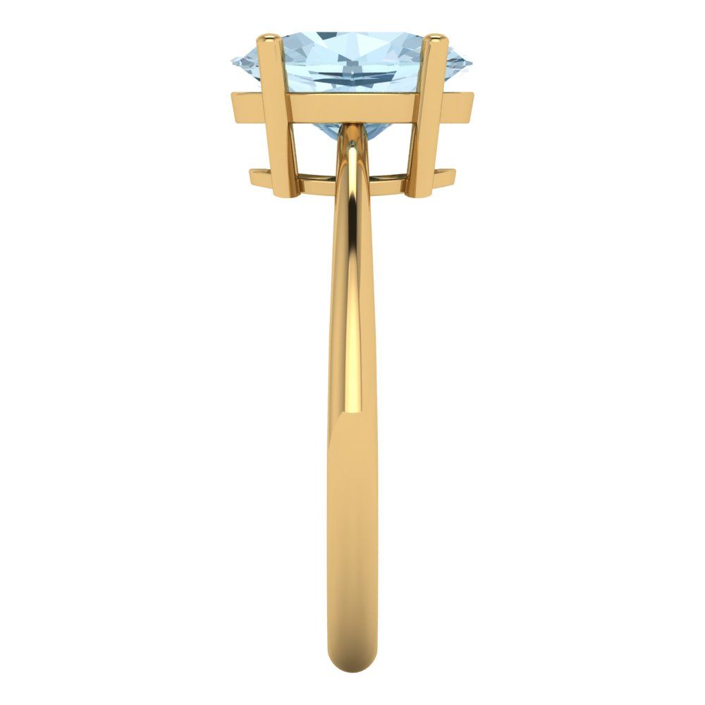 2 cttw Natural Aquamarine Solitaire  Engagement Ring - Solid Yellow Gold (VVS1, Oval Cut,9x7mm)