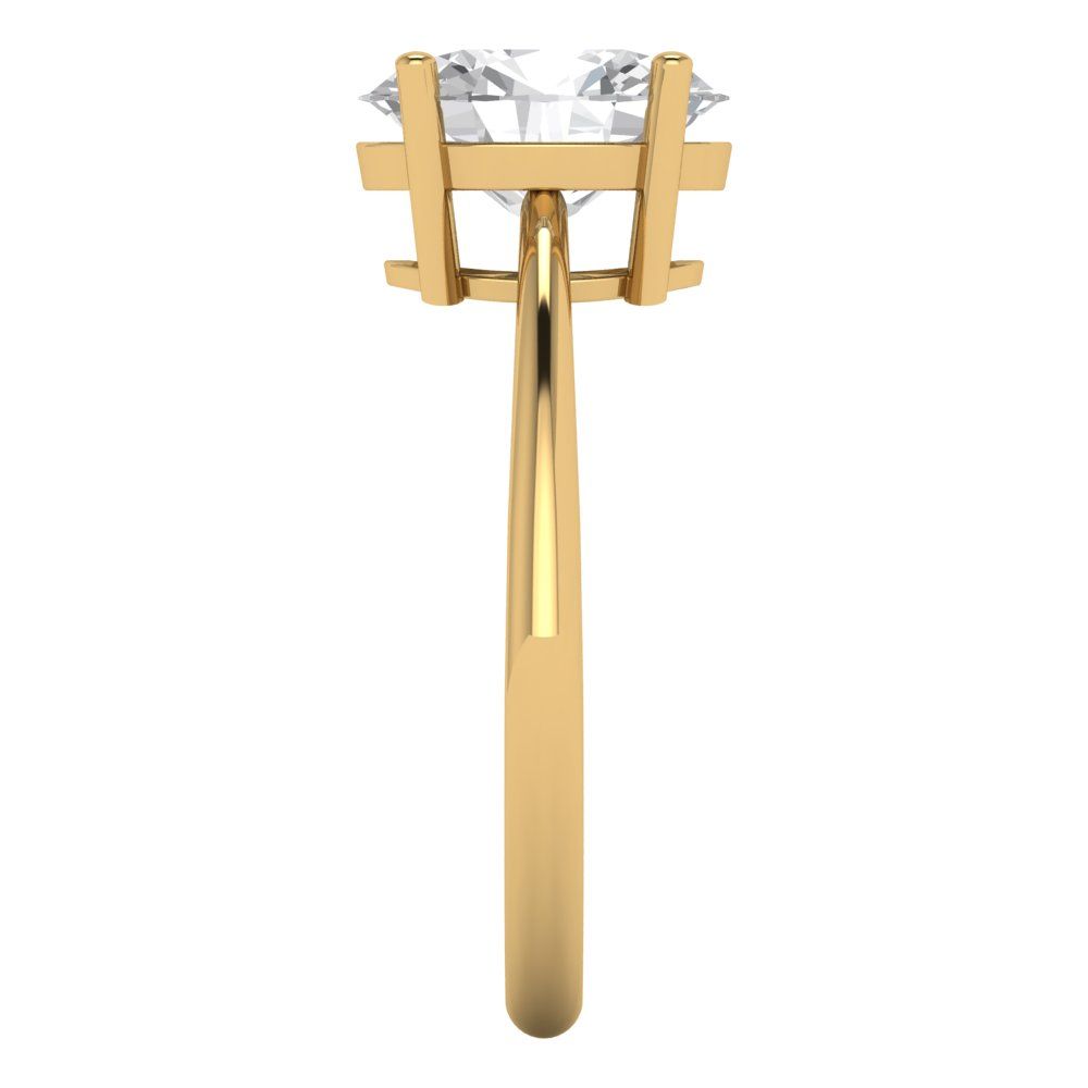 2 cttw White Sapphire Solitaire  Engagement Ring - Solid Yellow Gold (VVS1, Oval Cut,9x7mm)
