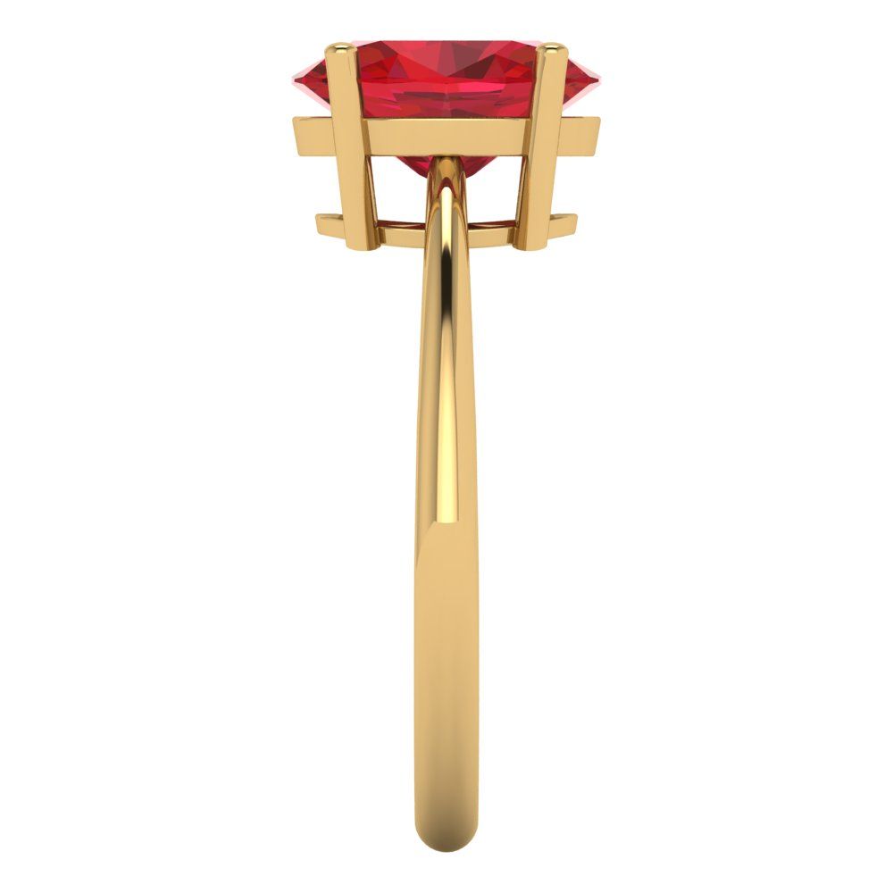 2 cttw Simulated Ruby Solitaire  Engagement Ring - Solid Yellow Gold (VVS1, Oval Cut,9x7mm)