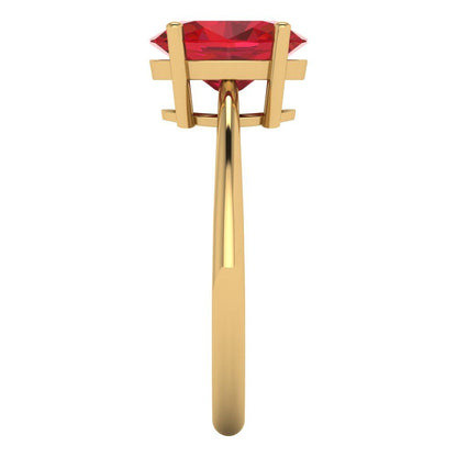 2 cttw Simulated Ruby Solitaire  Engagement Ring - Solid Yellow Gold (VVS1, Oval Cut,9x7mm)